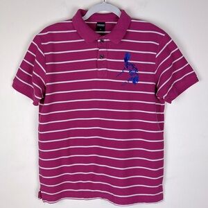 COACH Vintage Preppy Sporty 90s Pink Stripe Polo Shirt | M / L